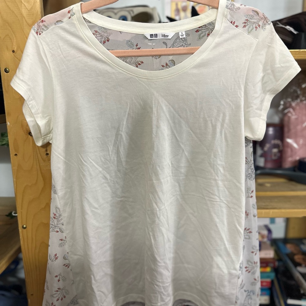 170. Disney Cream Floral Women's Short Sleeve Top